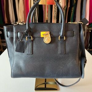 Navy Michael Kors Leather Satchel